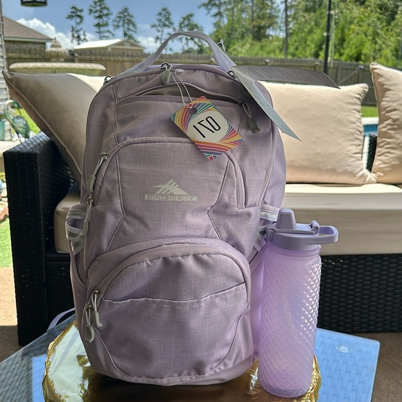 071, NWT High Sierra Swoop SG Backpack lavender+24oz bottle+water Bottle - Picture 1 of 9